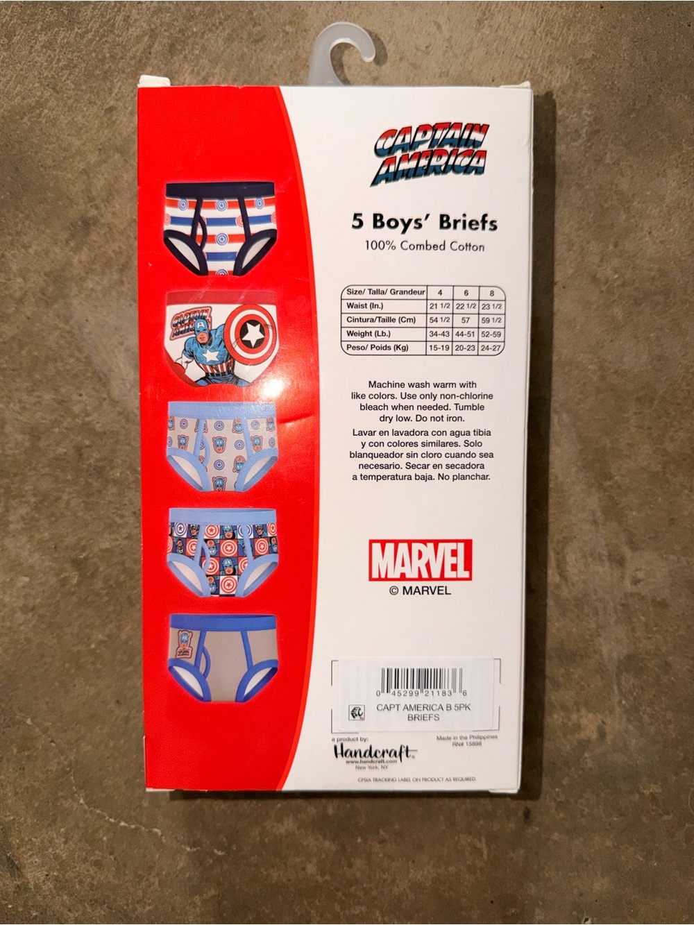 Marvel Captain America Boys Briefs Pack - Red, White, Blue Size 4 - Picture 2 of 2